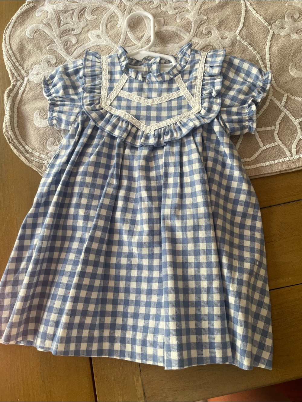 Janie and Jack Blue and White Gingham Ruffle Dress